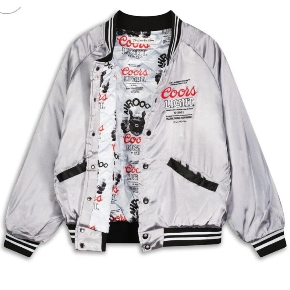 Coors Light Satin Bomber Silver Jacket Size M